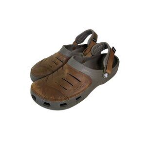 Crocs Mens Yukon Vista II Brown Leather Clogs Size 9 Slip on